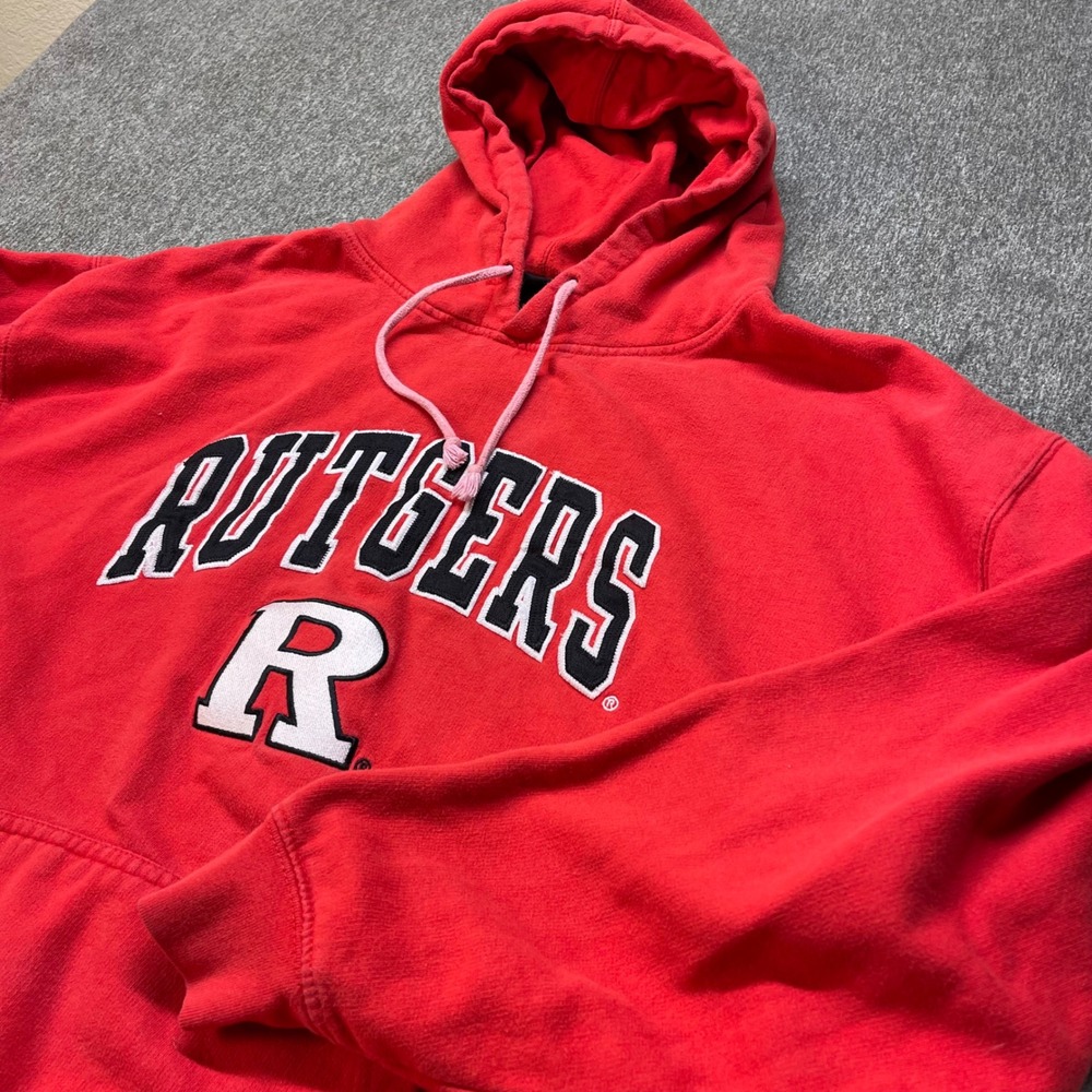 Rutgers Scarlet Knights Hoodie Red Embroidered Pullover Mens XL Genuine Stuff